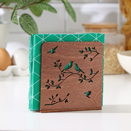 Wooden napkin "Spring Tale", 12 × 12 × 5.5 cm, brown color