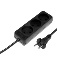 Extension cord Uniel Standart, 3 outlets, 5 m, 10 a, 2500 watts, without salary, black