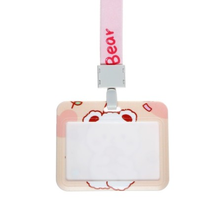 Badge horizontal external size 10 x 7.8 cm, internal size 5.2 x 8.2 cm, tape 42 cm, with the pattern "Bear"