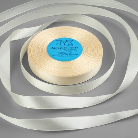 Satin tape, 12 mm × 33 ± 2 m, cream # 008 color