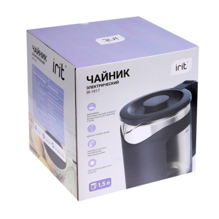 Electric kettle IRIT IR-1917, glass, 1.5 l, 1500 watts, black-8