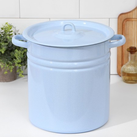 Pan, 12 l, metal cover, induction, gray-blue color