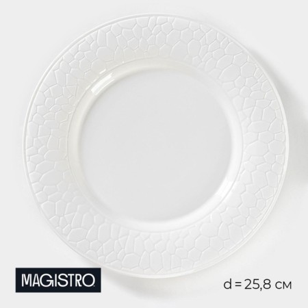 Porcelain dining plate Magistro Rodos, D = 25.8 cm, white color