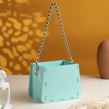 Wooden Kashpo 15.5x10x12 cm "Suma", Tiffany Pastel-Serebro-2