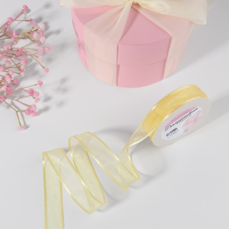 Decorative tape, nylon/satin, 20 mm, 18 ± 1 m, vanilla color-1