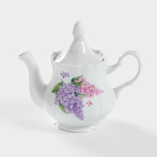 Lilac kettle, 800 ml, white color