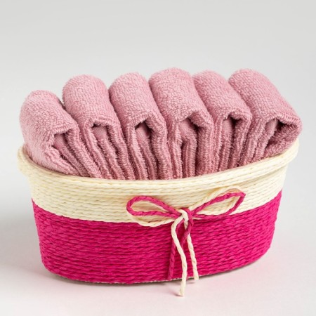 Set of terry decorative napkins Ethel, 30x30cm-6pcs, pink color, 100% cotton-4