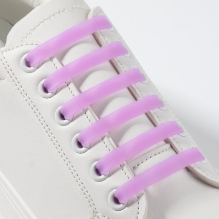 A set of shoes for shoes, 6 pcs, silicone, flat, glowing in the dark, 13 mm, 9 cm, lilac color-1
