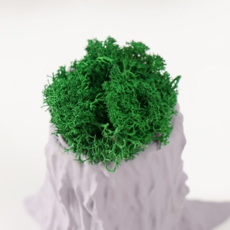 Concrete Kashpo "stump" 7.5x8.5x7 cm gray with moss (moss green stabilized)-3