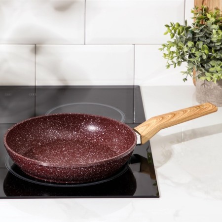 Natural forged pan. Brown, D = 22 cm, Soft-Touch pen, anti-stick coating, induction, brown color-5