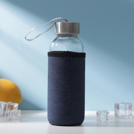 A glass bottle in the case “Summer”, 300 ml, h = 17.5 cm, Mix drawing-1
