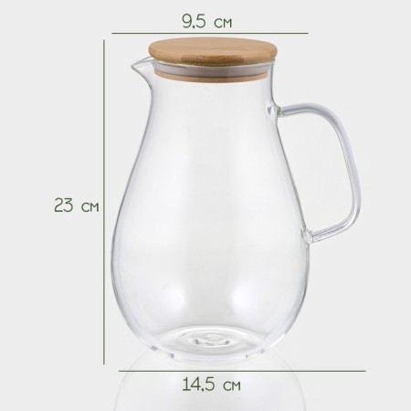 Glass jug with bamboo cover Bellatenero "Eco", 1.8 l, 14.5 × 23 cm-1