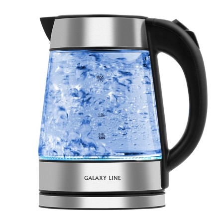 Electric kettle Galaxy Line GL 0561, glass, 1.7 l, 2200 watts, silver-black