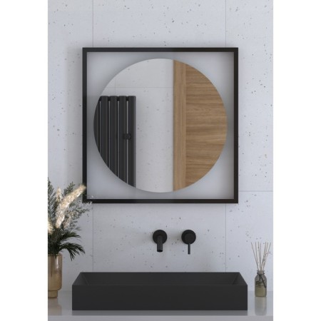 Mirror in a baguette frame with LED lighting 15 W, 70x70 cm, without a switch, neutral white light, h.-3