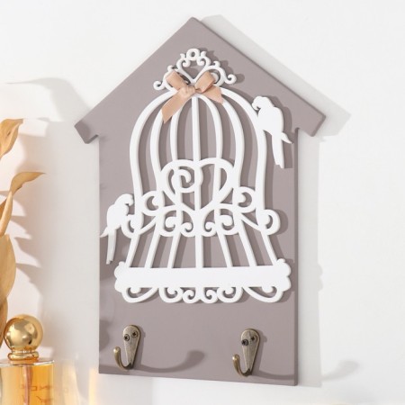 Decorative tree hooks "Two parrots and cage" 20x0.5x26 cm-1