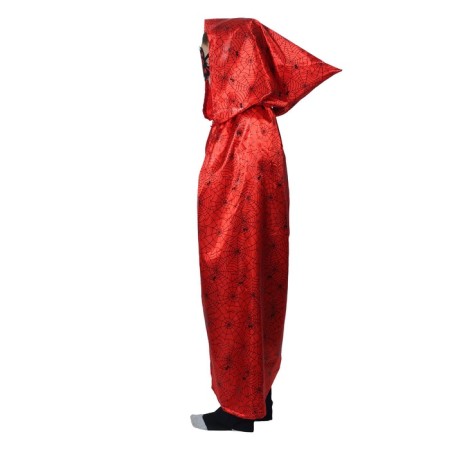 Carnival cloak with a hood, a web on red, satin, length 85 cm + mask-2