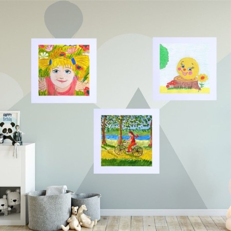 Paspartt frame size 30 × 30, transparent sheet, adhesive tape, white color-4