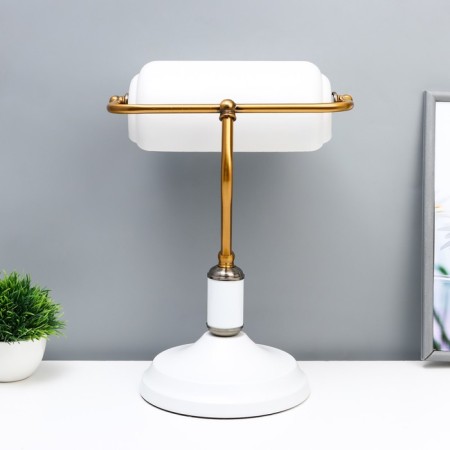 Banker desktop lamp E27 40W white brass 20x26x36cm-4