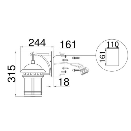 Sconces Outdoor O031WL-01BR, 1x60W, 24.4x17.7x31.5 cm, E27, brown color-2