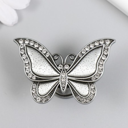 Handle for the casket metal "Butterfly" rhinestones, aged silver 3.6x5.5x2.2 cm
