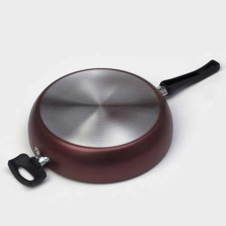 Flot Dilan Promo, D = 28 cm, plastic handle, anti -stick coating, burgundy color-3