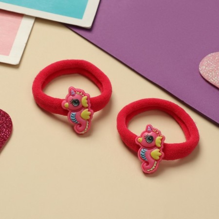Hair elastic band "Pupsenok" (set 2 pcs) sea hobby, 4 cm, pink-1