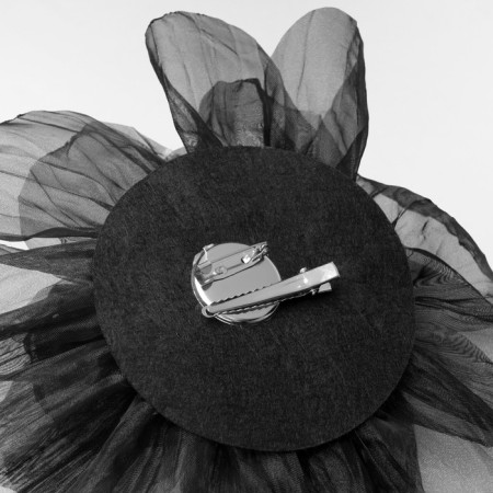 Tekstil “Flower” brooch voluminous, weightless, black color-1