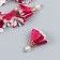 Decor Textile "Flower 2 colors with pearls. Raspberry and white" set 6 pcs 3 cm