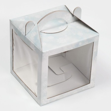 Confectionery box with a window, a chest, “Winter watercolor” 20 x 20 x 20 cm, New Year-5