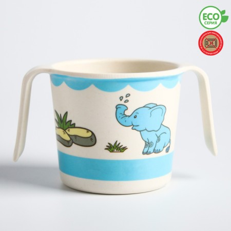 Bamboo nursery mug with handles, 170 ml., Color and pattern mix