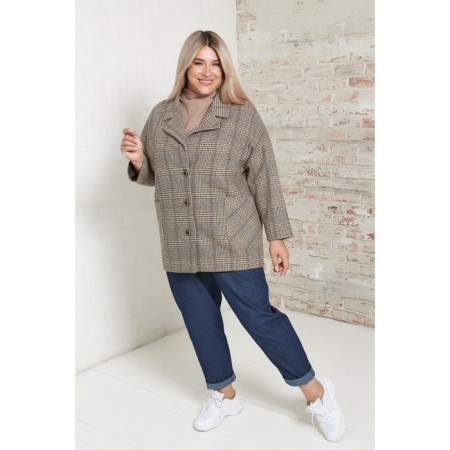 Female jacket, size 66, brown color-3