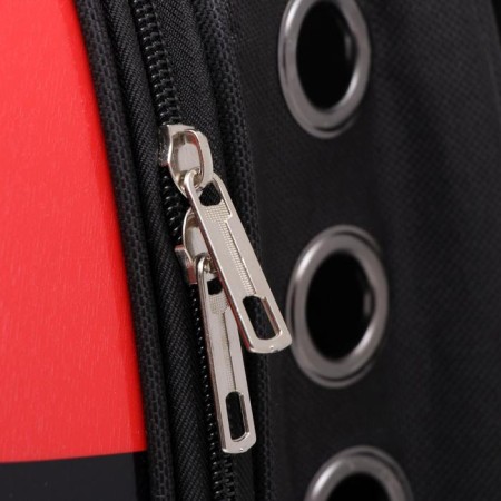 A backpack for carrying animals with a viewing window, 30 x 24 x 42 cm, red-white-5