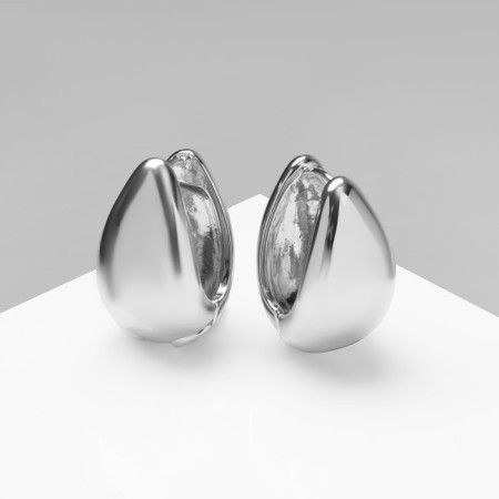 Earrings metal "drop" drop is smooth, silver color