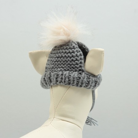 Knitted hat for dogs, with pompom, XS-S (head volume 22 cm, height 7.5 cm), mix-1
