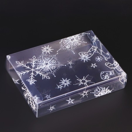New Year. Box Gift New Year Folding PVC "Christmas trees, snowflakes" 15 x11 x 3 cm.-1