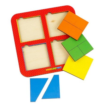 Squares, fractions, 4 pcs., 8 elements, mix, mix-2