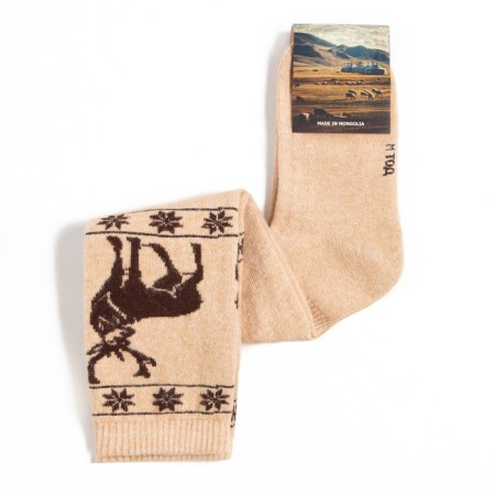 Women's golfs from Mongolian wool with a pattern, beige color, size 23-25-3