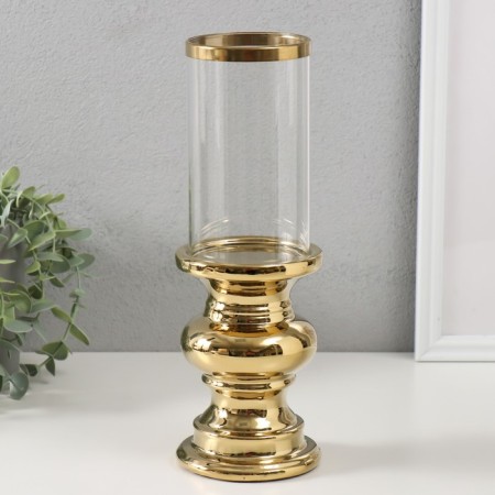 Ceramics candlestick, glass for 1 candle "grace" d = 7.5 cm gold 10x10x28.5 cm-1