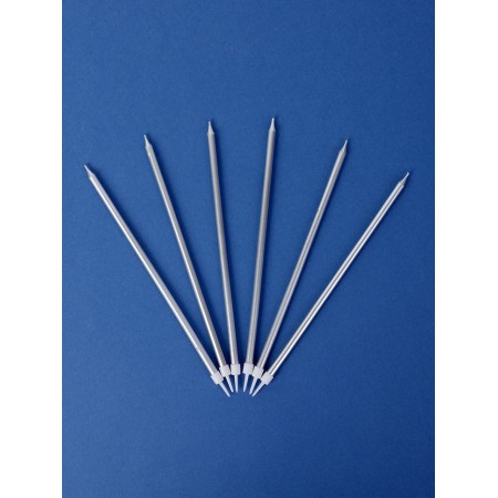 Candles in the cake "Tall Royce", 6 pcs, silver