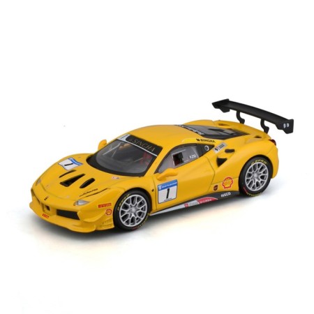 Racing machine BBURAGO Ferrari 488 Challenge 2017, Die-Cast, 1:43, yellow color-4