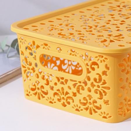 Storage container with a “pattern” lid, plastic, 25 × 19 × 10 cm, mix color-1