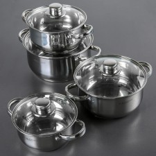 Gretta pan set, 4 items: 1.6l, 2.2l, 3.2l, 4.2l, glass covers, induction