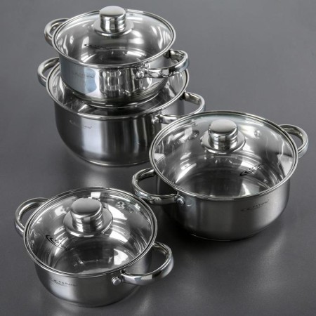 Gretta pan set, 4 items: 1.6l, 2.2l, 3.2l, 4.2l, glass covers, induction