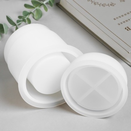 Mold Silicon "Banger Round" with a lid 10x10x11.5 cm-2