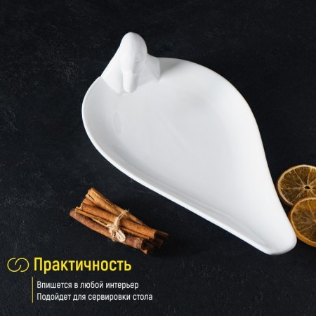 Porcelain dish Magistro "Swan", 34 × 19 cm, white color-5