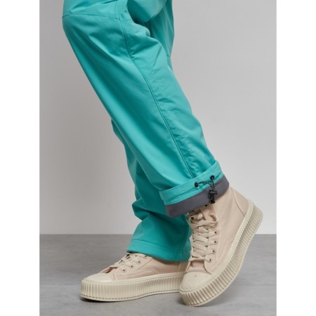 Warmed female trousers, size 42, green color-11