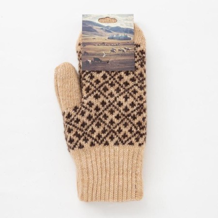 Women's mittens from the Mongol wool "patterns" Beige color, size 17-19-2