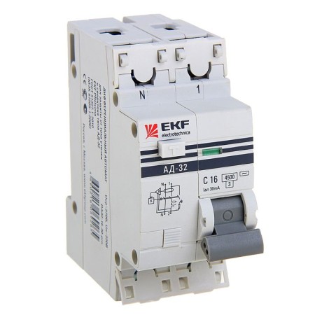 Differential automatic machine EKF Proxima AD-32, 1P+N 2MOD., 16 A, 30MA