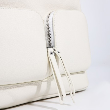 Luggage bag with a zipper, 3 outer pockets, white color-3