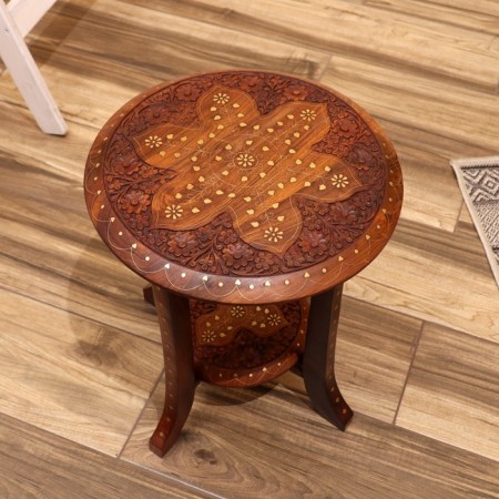 Table "Flowers" wood 37x37x47 cm-1
